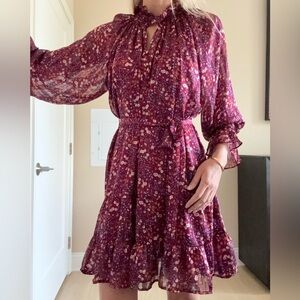 SABINA MUSÁYEV All Over Floral Dress w/fabric belt and slip size XS